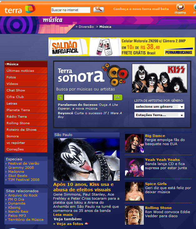 Formação do Kiss em 2009 (segundo o Terra)