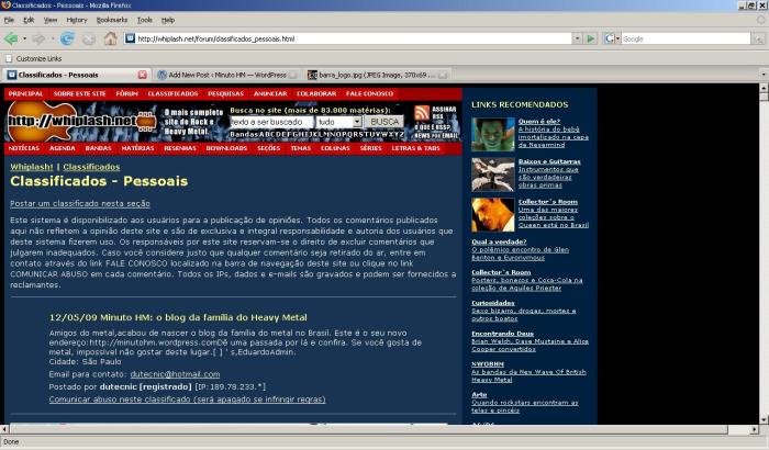 Anúncio do Minuto HM no Whiplash!