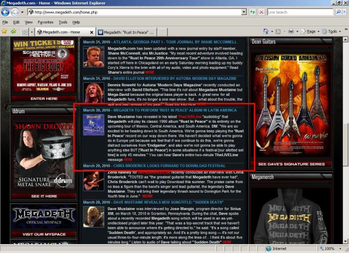 Megadeth - Site oficial