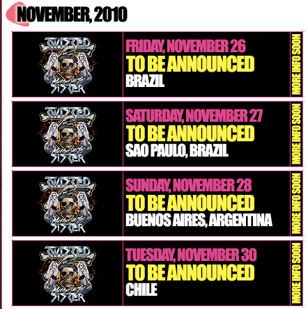 Twisted Sister, novamente pela Top Link, voltará ao Brasil em 2010.