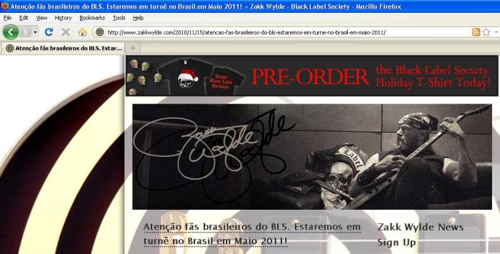 Site oficial do Zakk Wylde - 25/novembro/2010