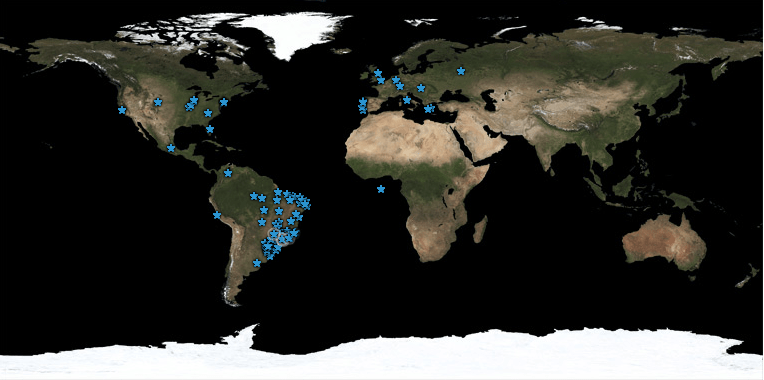 Whos.Amung.Us do Minuto HM: mapa normal - acessos pelo mundo das 22h40 de 22/março as 22h40 do dia 23/março/2011