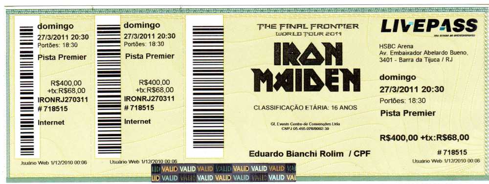 O agora reembolsado ingresso...