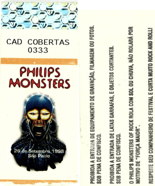 Agradecimentos especiais ao Wagnão Megadeth, que trouxe o ingresso dele de 1998, que agora fica mortalizado aqui...