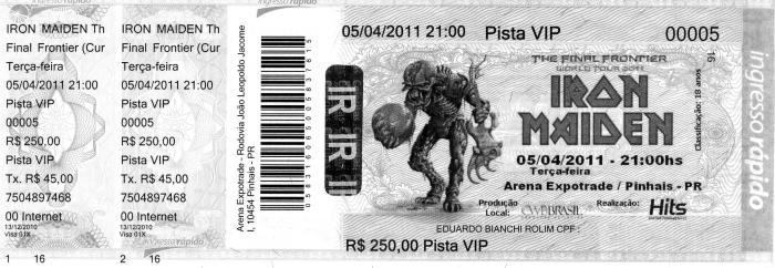 Reparem no número do meu ingresso...