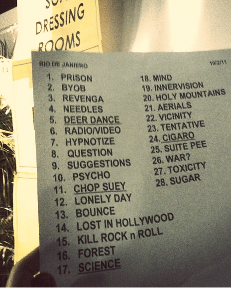 RockInRio2011_SystemOfADown_setlist