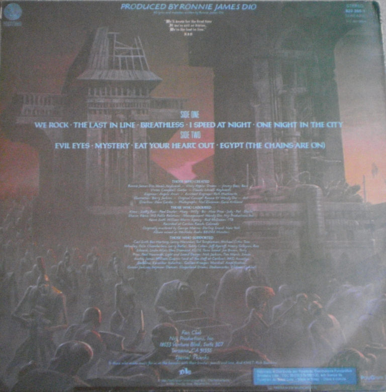 A contracapa do vinil de The Last in Line