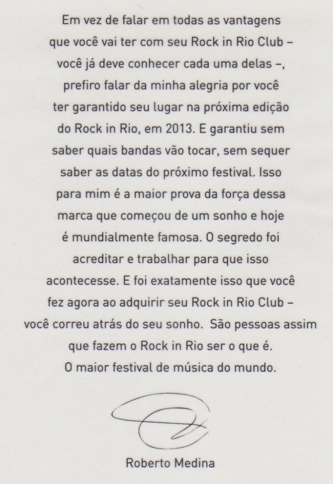 A carta de boas-vindas