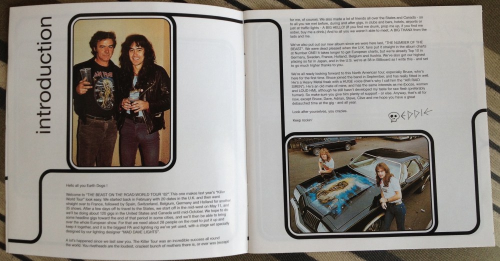 A carta que abre o encarte Beast Over Hammersmith, do então recém-lançado The Number Of The Beast, já trazendo números expressivos de crescimento da banda pelo mundo e o "ansioso e novato" Bruce
