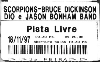 Ingresso do Skol Rock 1997